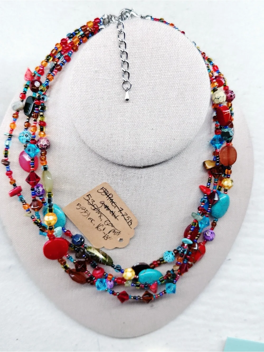 5351mc. Red Seed Bead Necklace